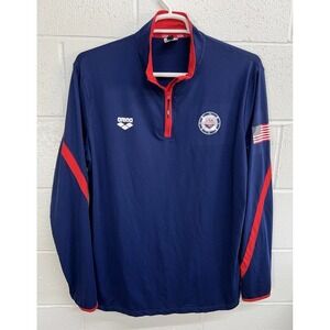 Arena 1/2 Zip Tech LS Shirt Blue USA Swimming Pool Side / Men's XXL